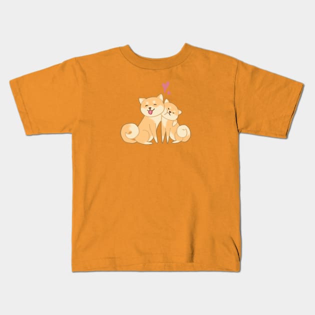 Cute shiba inu cartoon Kids T-Shirt by ballooonfish